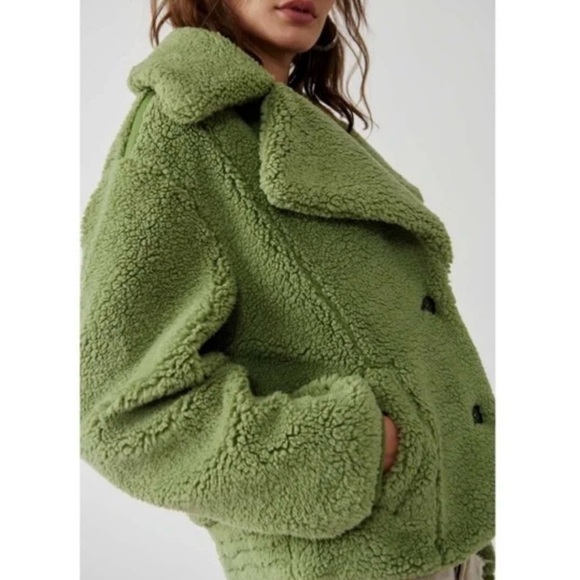 NWT Free People Oversized Green Jacket - Retail $198 - Super Soft & Warm - Picture 6 of 13